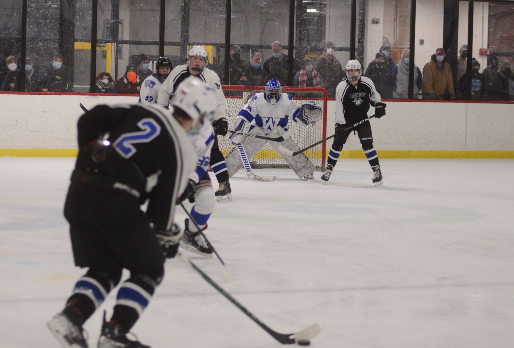 Wahconah's Antonio Scalise prepares for a shot from Drury's Branden Lincoln